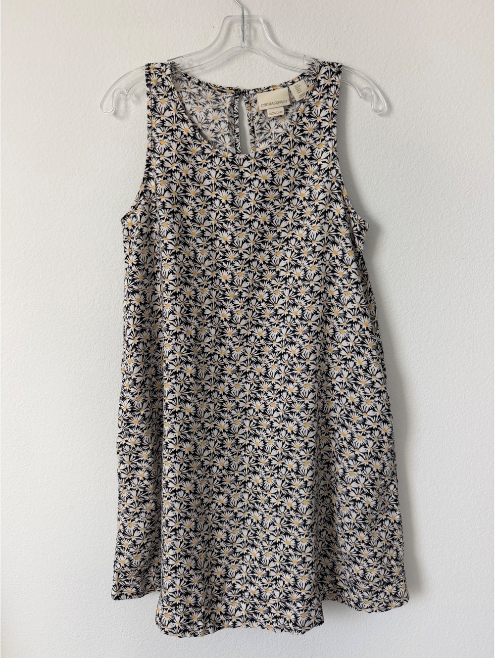 Cynthia Rowley Daisy Floral 100% Linen Sleeveless Scoop Neck Shift Dress Size S